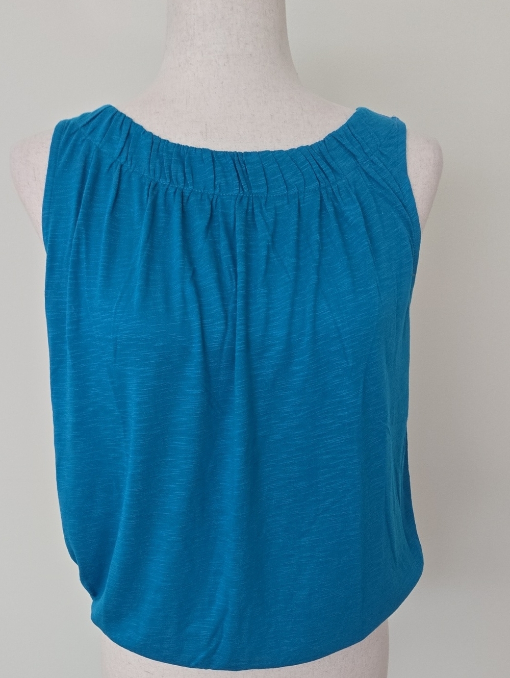 NWT LOFT Teal Gathered Neck Sleeveless Top
